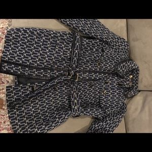 Tory Burch Navy Belted Jacket